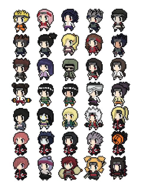 Naruto Shippuden Pixel Sprites, Tapestry Crochet Patterns, Anime Pixel Art, Naruto Shippuden Sasuke, Pixel Art Pattern, Tapestry Crochet, Naruto Characters, Perler Bead Patterns, Last Month