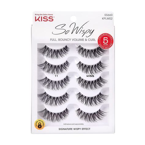 Kiss 11 Lashes, Kiss Eyelashes, Lashes Glue, Curled Ends, Types Of Kisses, Longer Lashes, Kiss Products, Volume Curls, Kiss Lashes