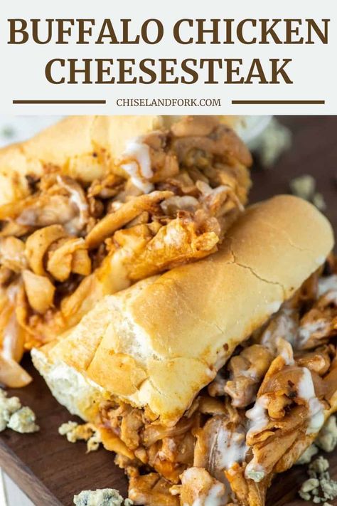 Buffalo Chicken Cheesesteak, Shaved Chicken, Chicken Cheesesteak Recipe, Chicken Cheese Steak, Garlic Bread Grilled Cheese, Chicken Philly Cheesesteak, Chicken Cheesesteak, Cheesesteak Recipe, Buffalo Chicken Sandwiches