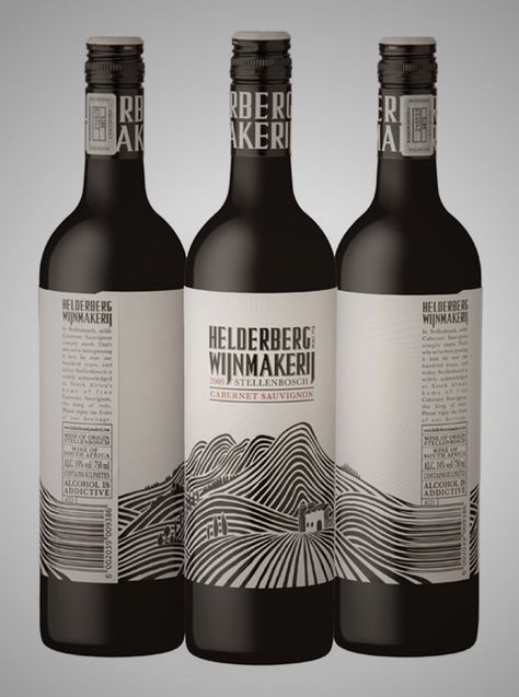 Helderberg Wijnmakerij 1 Creative Wine Label, Wine Bottle Label Design, Wine Label Packaging, Wine Glassware, Wine Packaging Design, Wine Bottle Design, Bottle Label Design, Wine Label Design, Wine Design