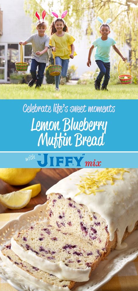 Springtime is about escaping the ordinary. A time for renewal and appreciating the beauty in your own backyard. Experience the full flavor of Spring with a loaf of Lemon Blueberry Muffin Bread made with “JIFFY” Blueberry Muffin Mix.

Celebrate life's sweet moments with "JIFFY" Mix. Jiffy Blueberry Mix Recipes, Jiffy Mix Blueberry Muffins, Blueberry Jiffy Mix Recipe, Martha White Blueberry Muffin Mix Ideas, Blueberry Muffin Mix Desserts, Jiffy All Purpose Baking Mix Recipes, Jiffy Blueberry Muffin Mix Recipes, Jiffy Muffin Mix Recipes, Jiffy Baking Mix Recipes