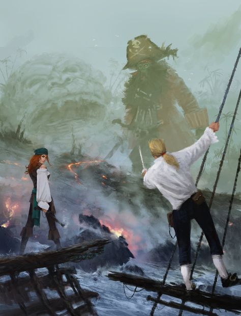 ArtStation - Monkey Island, Jakub Rozalski Pirates Aesthetic, Tattoo Pirate, Jakub Rozalski, Gaming Artwork, Power Glove, Lucas Arts, Monkey Island, Howl At The Moon, Pirate Life