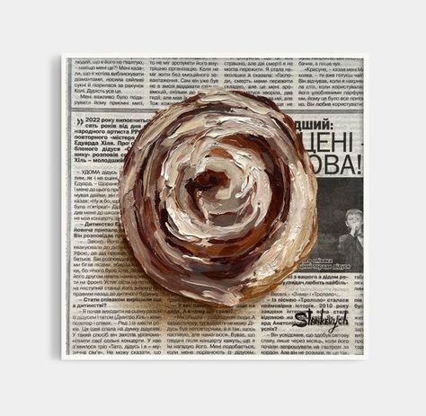 Cinnamon Roll Painting, Cinnamon Roll Drawing, Dessert Painting, Painting Food, Recipe Drawing, Food Painting, Room Stuff, Bun Recipe, Gcse Art