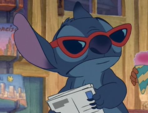 Cartoon Stitch, Sunglasses, Reading