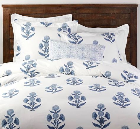 Mughal Flower Duvet Cover and Pillow Shams Blue and White Indian Red Duvet Cover, Bed Ensemble, Gray Duvet Cover, Flower Bedding, Sham Bedding, Luxury Duvet Covers, Blue Duvet Cover, Designer Bedding Sets, White Duvet