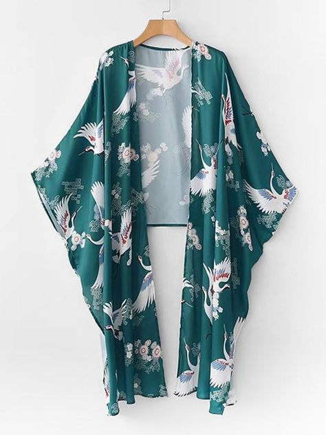 Look Kimono, Kimono Online, Kimono Shrug, Printing Shirt, Mode Kimono, Kimono Design, Fashion Tops Blouse, Hijabi Outfits Casual, Hijabi Outfits