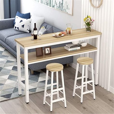 ChengBeautiful Mesa De Bar Mesa de Barra Simple Tabla de Estar de la Sala de Estar contra la Barra de la Pared Barra de Mesa de Mesa de Mesa (Color : Natural1, Size : 140x40x100cm) : Amazon.es: Hogar y cocina Space Saving Furniture Tiny Houses, High Stools Kitchen, Home Bar Counter, Kitchen Bar Table, Home Bar Rooms, Blue Living Room Decor, Furniture Sofa Set, Small Kitchen Decor, Table Haute