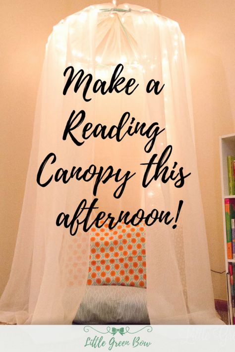 How to Make a Beautiful Reading Canopy in One Day Baby Bedroom Ideas, Reading Canopy, Girls Reading Nook, Simple Bed Designs, Canopy Bed Diy, Reading Corners, Diy Canopy, Bedroom Organization, Diy Bedroom