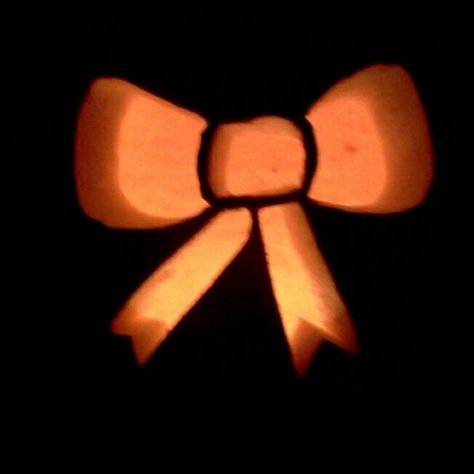 My bow pumpkin I carved :) Bow Pumpkin Carving, Pumpkin Carving Ideas Bow, Bow Pumpkin Carving Ideas, Pumpkin Carving Ideas Coquette, Cottage Core Pumpkin Carving, Bow Carved Pumpkin, Pumpkin Carving Cottagecore, Bow Pumpkin, Cute Pumpkin Carving