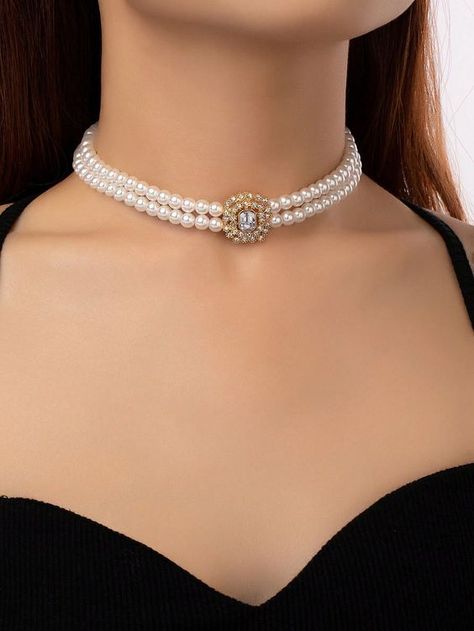 Pearl Choker Wedding, Diy Jewelry Set, Pearl Collar, Fancy Jewelry Necklace, Pretty Jewelry Necklaces, Art Jewelry Design, Sweet Jewelry, Pearl Necklace Designs, Fancy Jewellery Designs