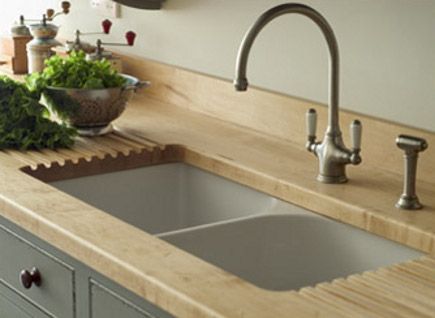 When we finally get to redo our counters, I want runnels! Yes, yes, yes! Chalon Kitchen, Farmhouse Sink With Drainboard, Sink With Drainboard, Kitchen Sink Remodel, Sink Undermount, Stone Counter, Draining Board, Drainboard Sink, Cabinet Top