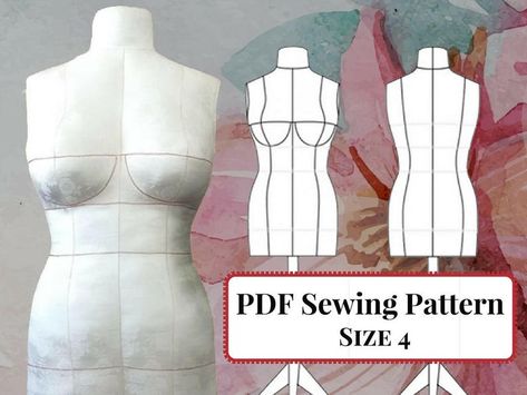 DIY Dress Form Mannequin PDF Sewing Pattern. Size 4 bra Cups - Etsy Australia Dress Form Pattern, Diy Dress Form, Adjustable Dress Form, Sewing Dress Form, Robe Diy, Adjustable Dress, Dress Form Mannequin, Costura Diy, Dress Forms