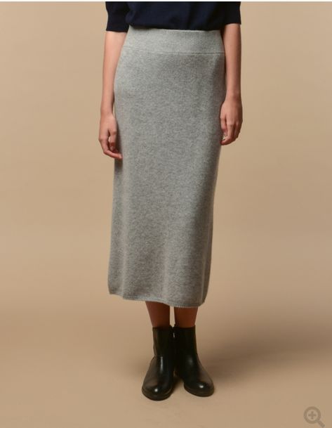 PURE CASHMERE NYC MIDI SKIRT - LIGHT GREY $194.00 European Market, Subtle Luxury, Brand Campaign, Brand Concept, Global Business, Knitting Women Sweater, Work Outfits Women, Outfits Women, Casual Skirt