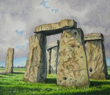 Stonehenge Stonehenge Painting, Stonehenge Drawing, Tiny Paintings, Ancient Places, Hampi, Architecture Drawing Art, Woodland Scene, Stitch Ideas, Animal Stories