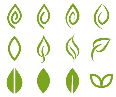 Green leaf icons set leaves icon element... | Premium Vector #Freepik #vector #car #energy #autumn #nature Leaf Graphic, Leaf Icon, Leave Logo, Leaf Vector, Leaf Symbol, Symbol Drawing, Graphic Shapes Design, Simple Leaf, Leaves Vector