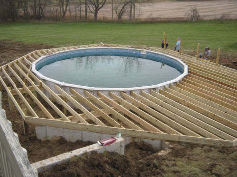 how to buid a deck around an above ground pool | Columbia City house now connected to pool with new decks Oberirdischer Pool, Decks Around Pools, Kleiner Pool Design, Round Above Ground Pool, Piscina Intex, Deck Piscina, Oval Pool, Pool Deck Plans, Best Above Ground Pool