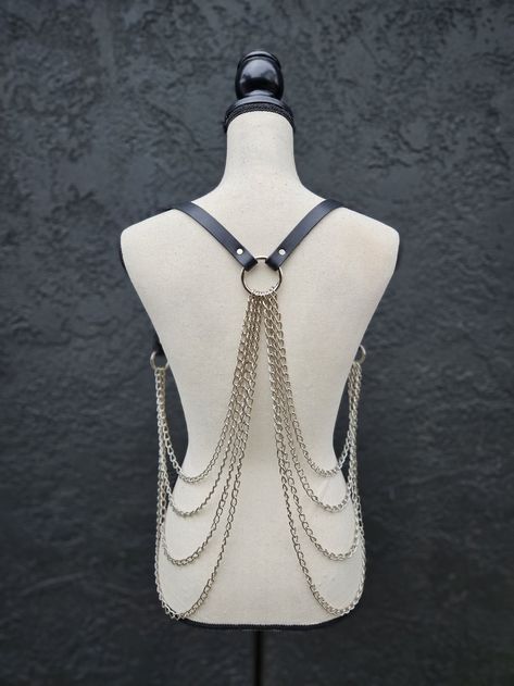 Adjustable Edgy Harness For Night Out, Edgy Adjustable Harness For Night Out, Edgy Chain Belt For Night Out, Edgy Silver Chain Belt For Festival, Edgy Silver Chain Belt, Edgy Body Chain With Chain Strap For Parties, Edgy Chain Strap Body Chain For Parties, Leather Harness Women, Phoenix Fashion