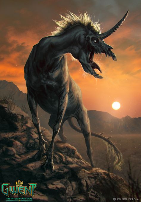 ArtStation - Chironex - Gwent Card, Anna Podedworna Witcher Art, Dark Creatures, Fantasy Horses, Dnd Stuff, Fantasy Beasts, Fantasy Creatures Art, Fantasy Monster, Mythical Creatures Art, Mythological Creatures