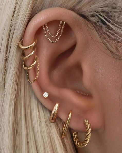 Thick Huggie Hoop Ring Earrings Cartilage Ear Piercing Jewelry – Impuria Ear Piercing Jewelry Curating Ear Piercings, Peicerings Ear, Second Cartilage Piercing, Piercings All The Way Up The Ear, Curated Ear Piercing Small Ears, Right Ear Piercing Ideas, Cute Ears Pierced, Top Cartilage Piercing, Good Piercings