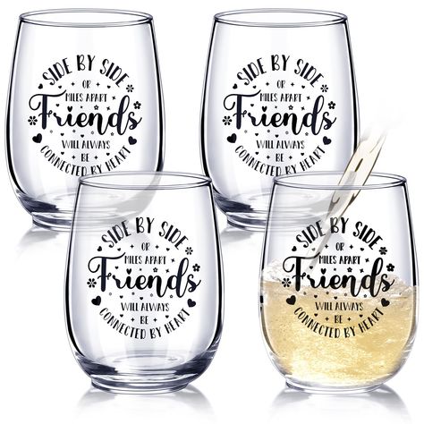 PRICES MAY VARY. Friendship Gifts Set: this package comes with 4 pieces of friend wine glasses in the capacity of 15 Oz, the quantity is sufficient to meet your gift sending needs; And the cups are printed with warm and meaningful words, it is a good way to show your care to your friends Thoughtful and Practical Design: the wine glass gifts for women adopt ergonomic design, suitable for most people to hold in hands with comfort and ease; And the glasses are large enough for you to use, can provi Friend Wine Glasses, Friends Wine Glasses, Wine Glass Gift Ideas, Friendship Gifts Ideas, Wine Glass Gifts Ideas, Diy Experiments, Wine Glass Gifts, Birthday Wine Glasses, Wine Glass Designs