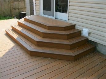 Gallery | Blue Star Carpentry | BLUESTAR Carpentry Octagon Deck, Box Stairs, Trex Deck Lighting, Patio House, Patio Stairs, Mobile Home Exteriors, Front Stairs, Raised Patio, Hot Tub Deck