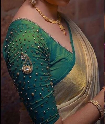 Bead Work Blouse Designs Simple Blouse Designs Images, Blouse Designs Simple, Blouse Designs Images, ब्लाउज बैक नेक डिजाइन, Kerala Saree Blouse, Green Blouse Designs, Kerala Saree Blouse Designs, Pattu Saree Blouse Designs, Saree Blouse Neck Designs