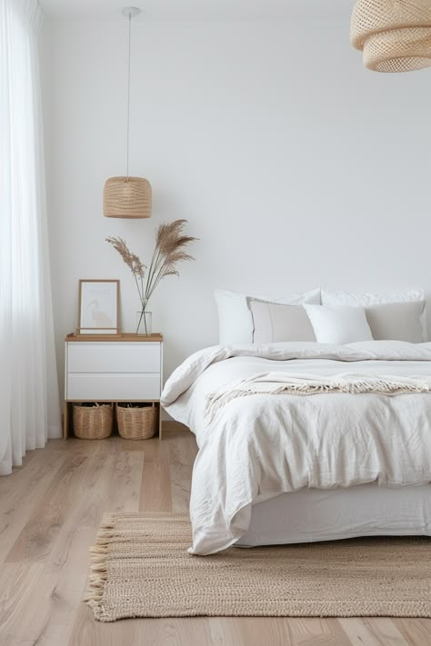 15 Tips for Creating a Cozy Scandinavian Bedroom – Everyday Inspo Small Bedroom Carpet, Workspace In Bedroom, Scandinavian Small Bedroom, Hygge Bed, Cozy Scandinavian Bedroom, Minimalist Bedroom Cozy, Small Room Decor Ideas, Scandinavian Interior Bedroom, Bedroom Inspirations For Small Rooms