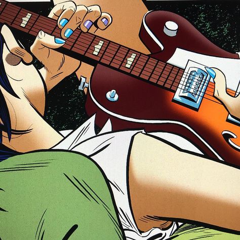 Gorillaz Guitar, Noodle Gorillaz, Jamie Hewlett Art, Gorillaz Noodle, Cartoons Band, Monkeys Band, Gorillaz Art, Jamie Hewlett, Good Cartoons