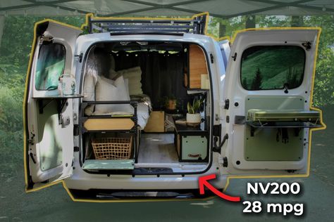 Nv200 Camper Conversion, Used Camper Vans, Nissan Nv, Stealth Camping, Nissan Nv200, Micro Camper, Solar Panel Battery, Van For Sale, Gas Mileage