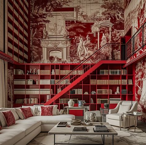 Maximalistic Aesthetic, Eclecticism Architecture, Red Architecture Aesthetic, Red Ambiance Interior, Retrofuturism Aestethic Interior, African Futurism Architecture, Poolside Lounge, Weekend Mood, Colorful Interior Design