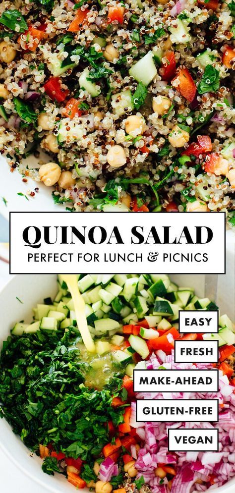 This quinoa salad recipe is the BEST! Everyone loves this healthy quinoa salad made with quinoa, chickpeas, red bell pepper, cucumber, parsley and lemon. It's gluten free and vegan for all to enjoy. #quinoasalad #healthysalad #glutenfree #vegan #quinoa #cookieandkate Best Quinoa Salad Recipes, Healthy Quinoa Salad, Salad Quinoa, Quinoa Salad Recipe, Healthy Quinoa, Resep Salad, Quinoa Healthy, Quinoa Salad Recipes, Best Salad Recipes