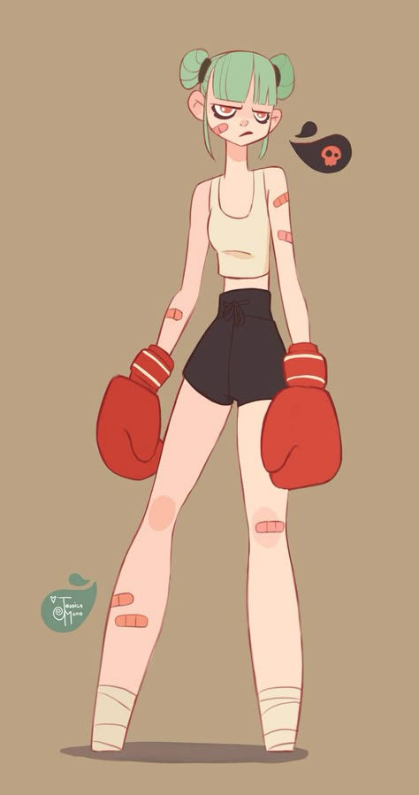 Evvi Art, Girl Boxers, Angry Girl, Arte Indie, Cartoon Character Design, Boxing Gloves, Illustration Character Design, Character Design References, Female Character Design