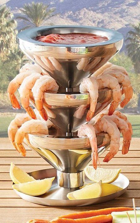 Shrimp Tower Display, Shrimp Platter Display, Seafood Tower Wedding, Christmas Shrimp Cocktail Display, Shrimp Tower, Shrimp Cocktail Party Display, Shrimp And Cocktail Sauce, Seafood Party, Seafood Tower