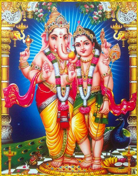 GANESH KARTIKEYA Hindu Cosmos, Durga Picture, Lord Murugan Wallpapers, Cute Good Morning Images, Lord Photo, Hanuman Images, Lord Hanuman Wallpapers, Hanuman Pics, Lord Shiva Family