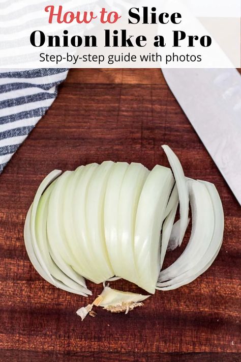 How To Slice Onions, How To Slice An Onion, How To Cut Onion, How To Dice An Onion, How To Cut An Onion, Creamy Pasta Primavera, Slicing Onions, How To Cut Onions, Creamy Vegan Pasta