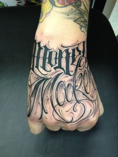 Big Meas Lettering Tattoo Money Maker Tattoo, Hand Tattoo Images, Tattoo Lettering Design, Knuckle Tattoos, Graffiti Lettering Fonts, Tattoo Lettering Fonts, Bad Tattoos, Tattoo Font, Different Tattoos