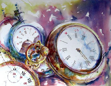 Free time Clock Artwork, Watercolor Clock, Diviant Art, Fashion Sketches Men, Sketches Of Love, Contemporary Art Painting, Modern And Contemporary Art, Clock Art, Decoupage Vintage