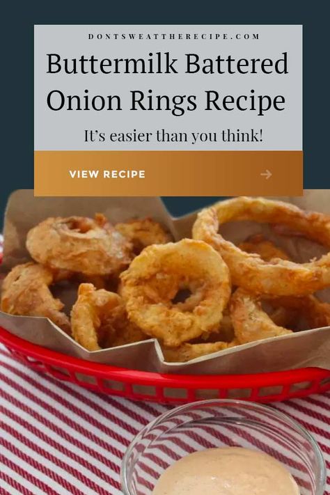 Fried Onion Rings Recipe Homemade, Onion Rings Recipe With Buttermilk, Cornmeal Onion Rings Recipe, Buttermilk Battered Onion Rings, Crispy Onion Rings Recipe Easy, Best Onion Ring Batter, Best Batter For Frying, Buttermilk Onion Rings Recipe, Blooming Onion Batter Recipe