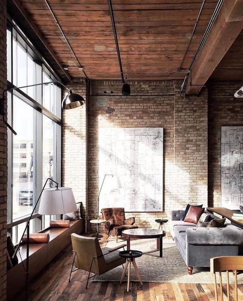 40 Best Industrial Living Room Decor Ideas & Trends Industrial Living Room Design, Urban Industrial Decor, Interior Design Examples, Industrial Interior Style, Minimal Interior Design, Industrial Living, Industrial Livingroom, Industrial Interior Design, Loft Interiors