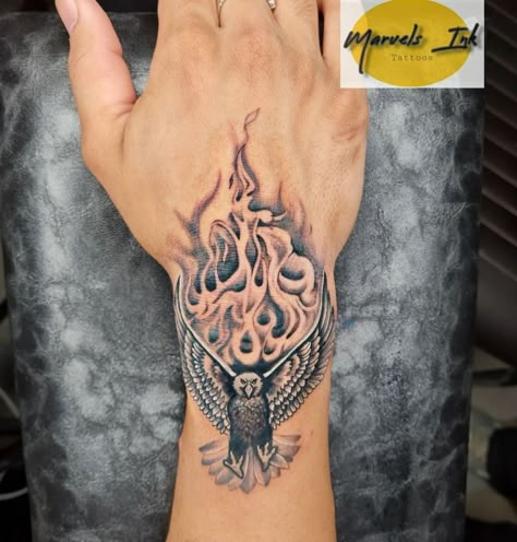 Wrist Hand Tattoo Men, Hand Tattoos On The Side, Wrist Tattoo Cover Up Ideas For Men, Fire Tattoo Men, Arm Cover Up Tattoos Men, Tatoos Men Hand Ideas, Cover Up Tattoos For Men Forearm, Tattoo Ideas For Hand, Tatoos Men Hand