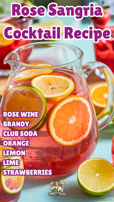 "Discover the ultimate Rosé Sangria Cocktail Recipe that's perfect for summer gatherings! This easy recipe combines the refreshing taste of sangria with rose wine, creating a fruity and vibrant drink. Learn how to make sangria easy with our step-by-step guide. Perfect for parties, this pitcher sangria recipe serves a crowd and is ideal for warm days. Explore delightful rose sangria recipes easy to prepare, including batch sangria options!" Batch Sangria, Rose Sangria Recipes, Sangria Recipes Easy, Rosé Sangria, Easy Sangria Recipes, Summer Mocktails, How To Make Sangria, Sangria Cocktail, Rose Sangria