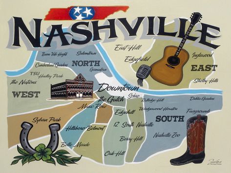 Nashville Tennessee Map Print | country Decor | | Vacation Travel Map | eBay Nashville Tennessee Aesthetic, Nashville Tennessee Map, Tennessee Map Art, Nashville Tennessee Skyline, Nashville Map Downtown, Maps Of Downtown Nashville, Tennessee Map, Music Row, Helicopter Ride