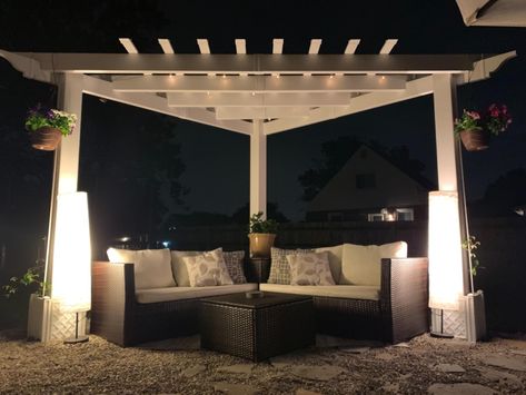 AmazonSmile: Alcove 8' x 8' Corner Vinyl Pergola: Garden & Outdoor Corner Patio Pergola, Corner Canopy Outdoor, Corner Patio Cover, Triangle Gazebo Corner Pergola, Corner Pergola On Deck, Outdoor Corner Patio Ideas, Corner Pergola With Roof, Corner Gazebo Ideas Backyard, Corner Pergola Patio Ideas