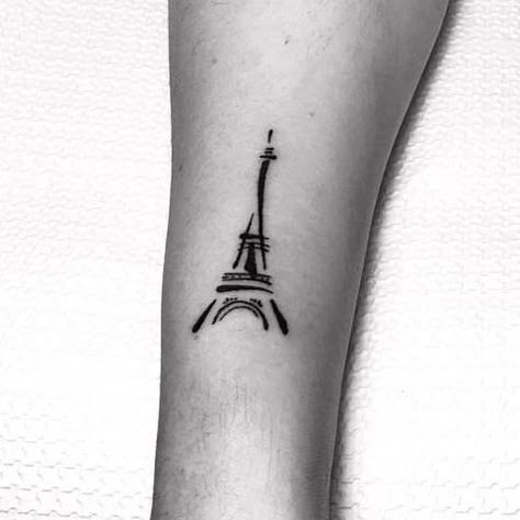 Eiffel Tower Tattoo Simple, Effiel Tower Tattoo, Paris Tattoo Ideas, Paris Tattoos, Eiffel Tower Tattoo, Tower Tattoo, Paris Tattoo, One Line Tattoo, City Tattoo