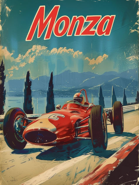 Welcome to our Monza Formula 1 Vintage Travel Poster listing! This striking digital print is a celebration of speed, design, and travel, encapsulating the thrilling essence of the Italian Grand Prix.

This poster features a vibrant depiction of a classic Formula 1 race car, set against the picturesque backdrop of Monza, Italy. Monza Poster, F1 Posters Vintage, Basement Posters, Racing Room, Retro Car Art, Formula 1 Art, Vintage Car Nursery, Racing Artwork, Auto Racing Posters