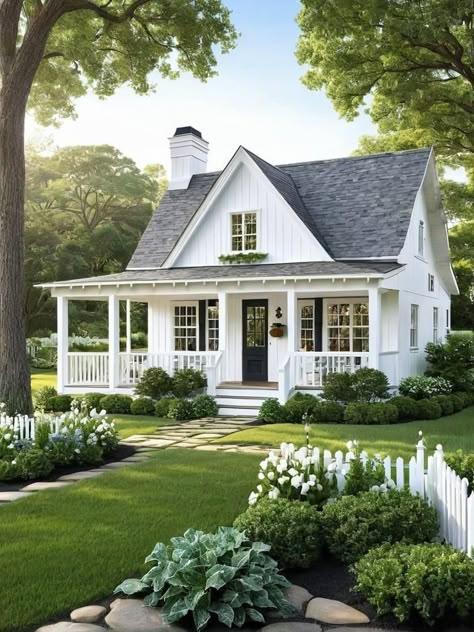 Small Cottage Homes, Suburban House, Dream Life House, Home Garden Design, Dream Cottage, Small Cottage, Retirement Home, Farmhouse Exterior, Cottage House Plans