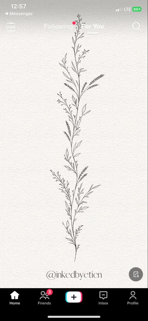 Fine Vine Tattoo, Fern Spine Tattoos For Women, Spine Tattoos Wildflower, Fine Line Vine Spine Tattoo, Easy Spine Tattoos For Women, Crazy Spine Tattoos, Spine Tattoos Line Art, Honeysuckle Spine Tattoo, Delicate Floral Spine Tattoos For Women