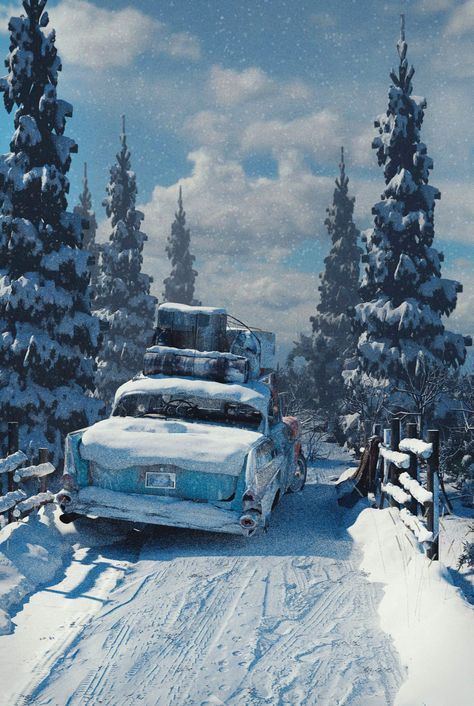 Winter Day , James O'Brien (Vadim Ignatiev) on ArtStation at https://www.artstation.com/artwork/qG8rL Group Prompts, Blender Render, Snowy Road, Vehicle Concept, Nuclear Winter, Abandoned City, Apocalypse Art, Zombie Survival, Gaming Wallpapers