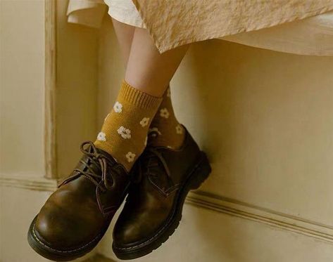 Boho Socks, Aesthetic Socks, Quarter Socks, Heart Socks, Brown Leather Backpack, Sock Packs, Fits Women, Mustard Color, Brown Shoes