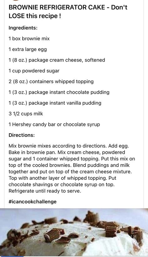 Brownie Refrigerator Cake Recipe, Brownie Refrigerator Cake, Refrigerator Cake, Brownie Mix Recipes, Icebox Desserts, Icebox Cakes, Cake Mix Desserts, Dessert Bar Recipe, Chocolate Delight